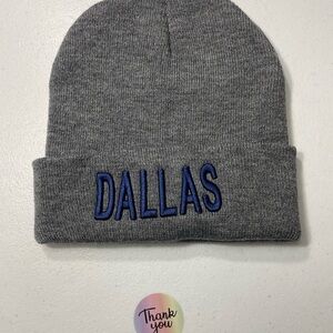 Dallas Gray Beanie with Blue Embroidery hat CB-W